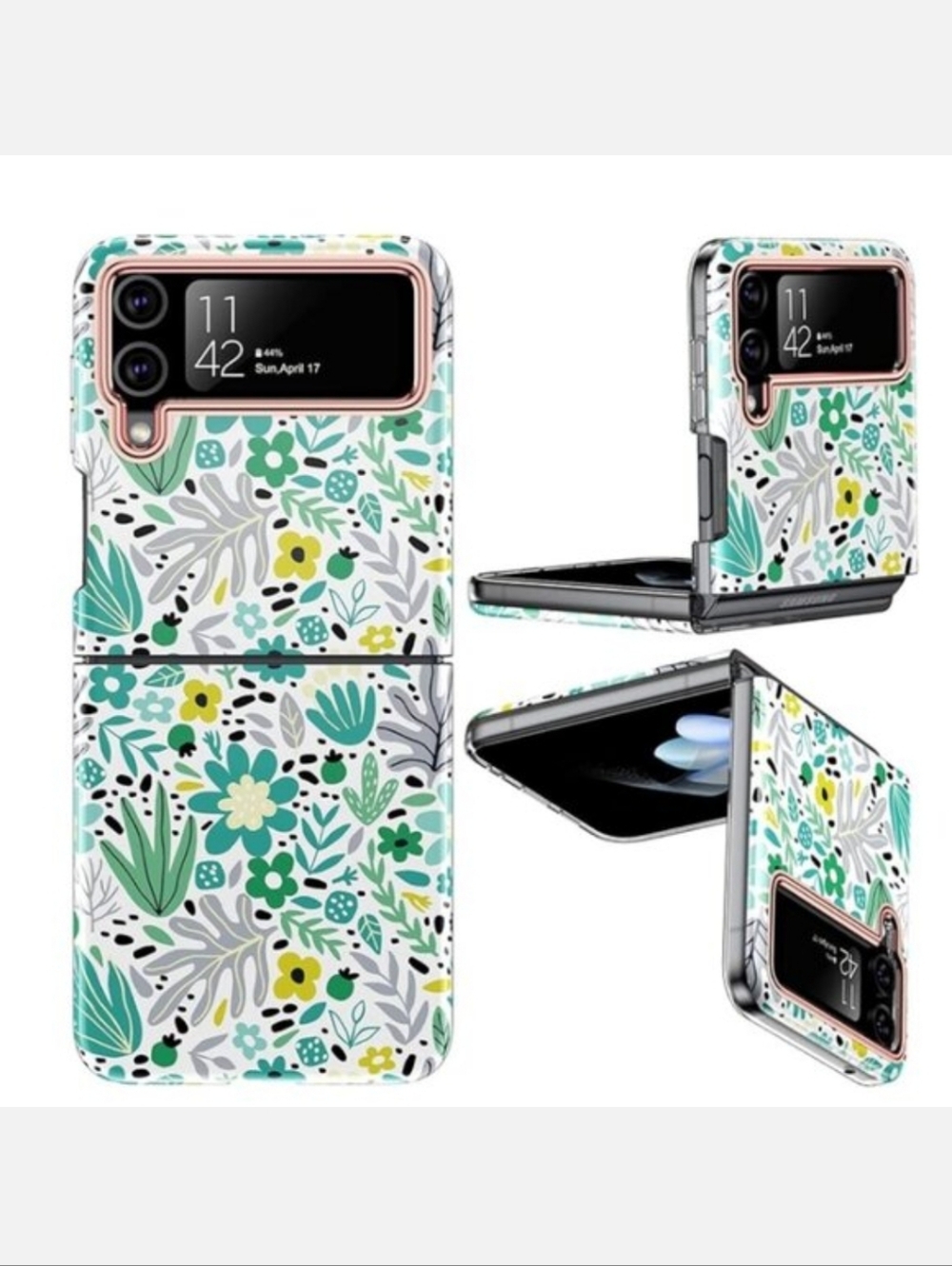 ☀️ NEW Samsung Galaxy Z Flip4 Floral/Rose Gold Case/Cover 6.7 inch - Picture 7 of 7